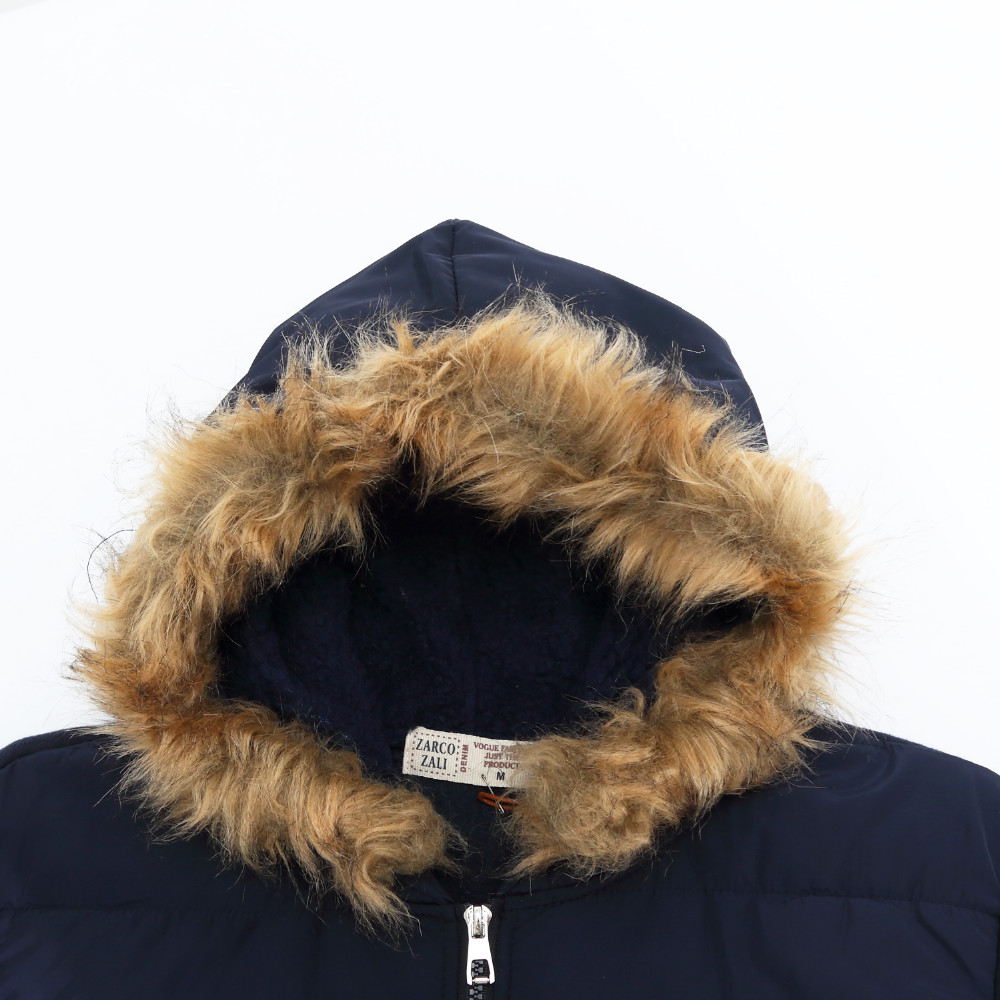 Men'S Jacket With Fur On Hood - 