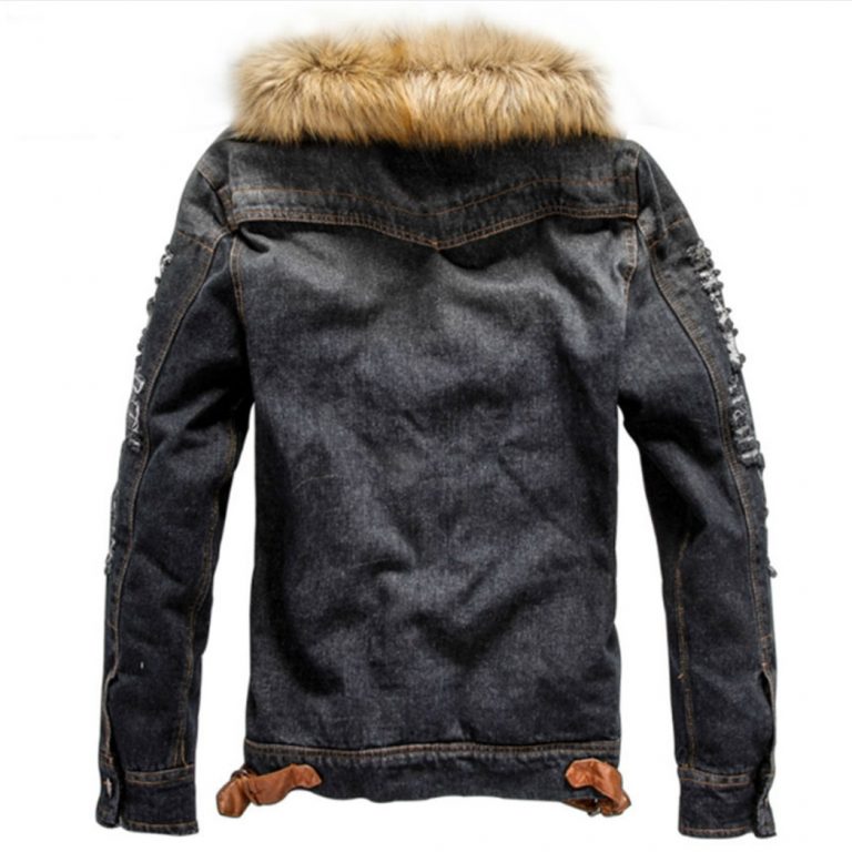 Denim Jacket With Fur Collar
