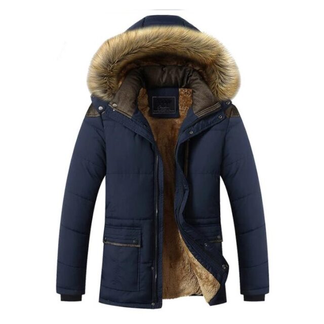 Men's Fur-Hooded Winter Parka Jacket