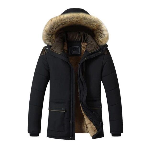 Men's Fur-Hooded Winter Parka Jacket
