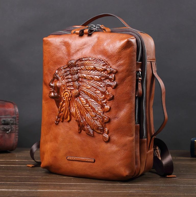 Backpack Vintage Leather Large Capacity Travel Indian - 