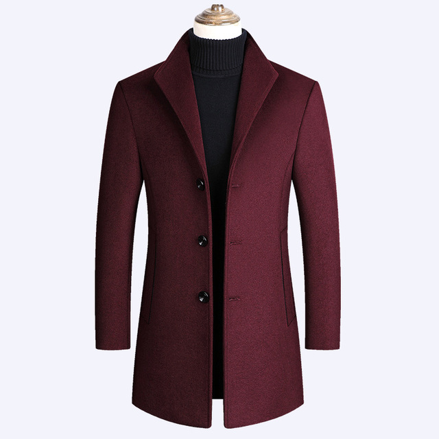 Coat Wool Autumn Winter Solid Color High Quality - 